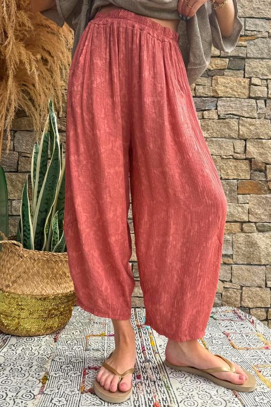 Kiti Paisley Damask 7/8 Barrel Leg Pant Terracotta